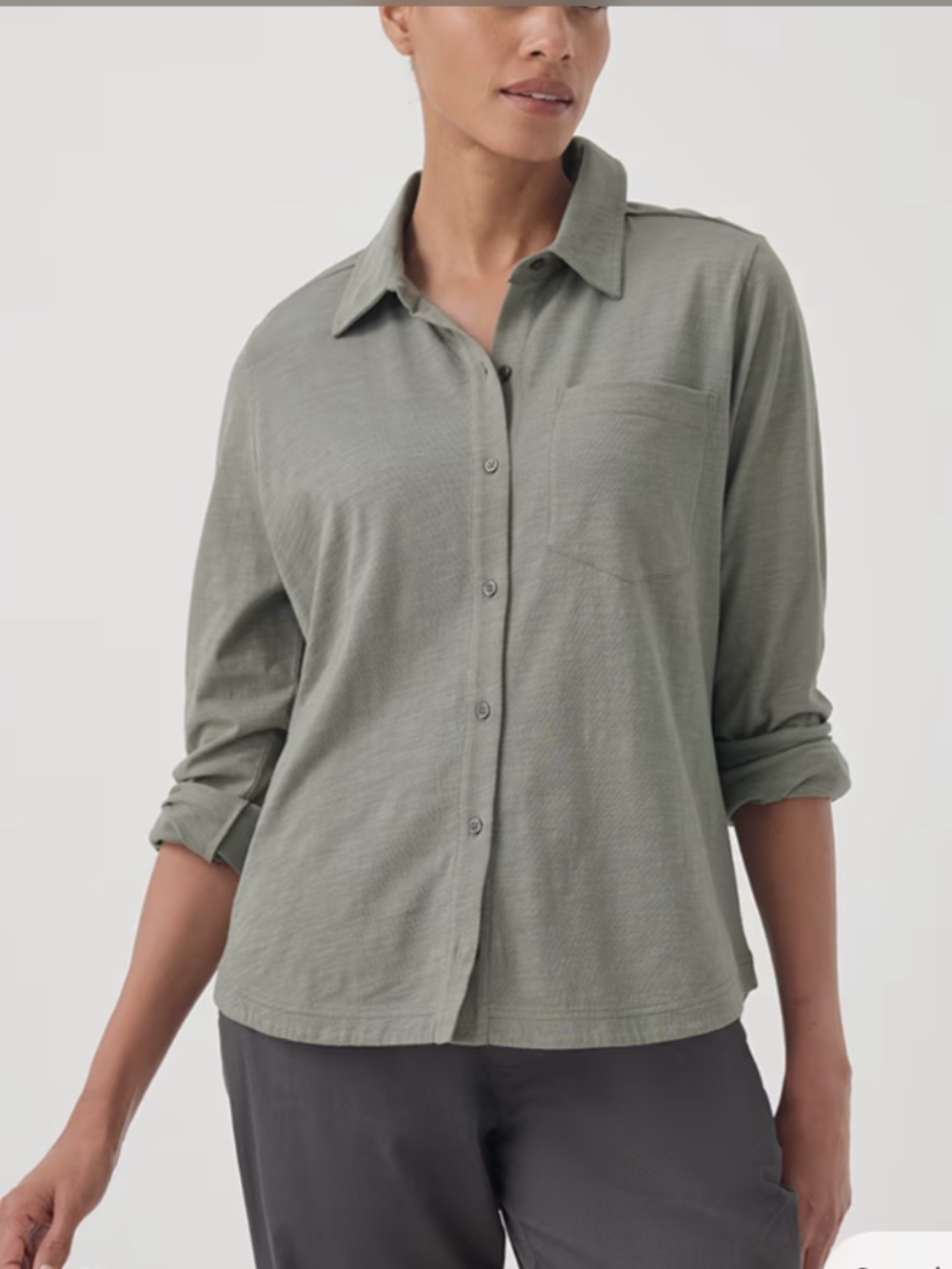PACT Women's Shadow Relaxed Slub Long Sleeve Button Up S